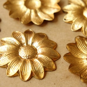 2 pc. Raw Brass Sunflower Charms: 45mm by 45mm - made in USA | RB-543