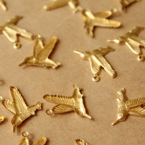 14 pc. Raw Brass Hummingbird Charms: 19mm by 16mm made in USA RB-746 image 2