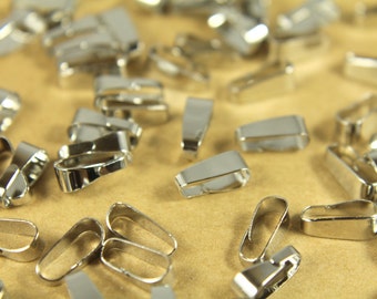 100 pc. Smooth Silver Plated Brass Pinch Bails: 11mm by 4mm | FI-106