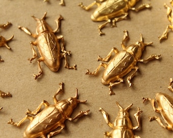 1 pc. Large Raw Brass Beetle Stamping: 30mm by 20mm - made in USA | RB-859