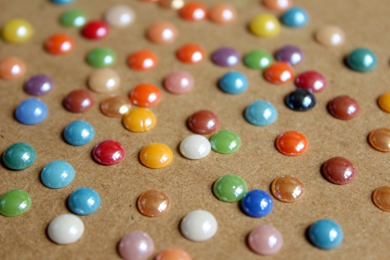 100 pc 5-6mm diameter Multi Colored Round Porcelain Cabochons MIS-079
