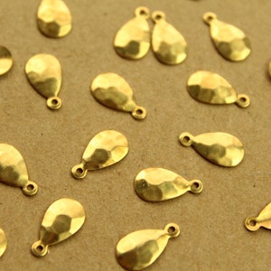 12 pc. Raw Brass Hammered Teardrops: 13mm by 7mm made in USA RB-1366 image 2