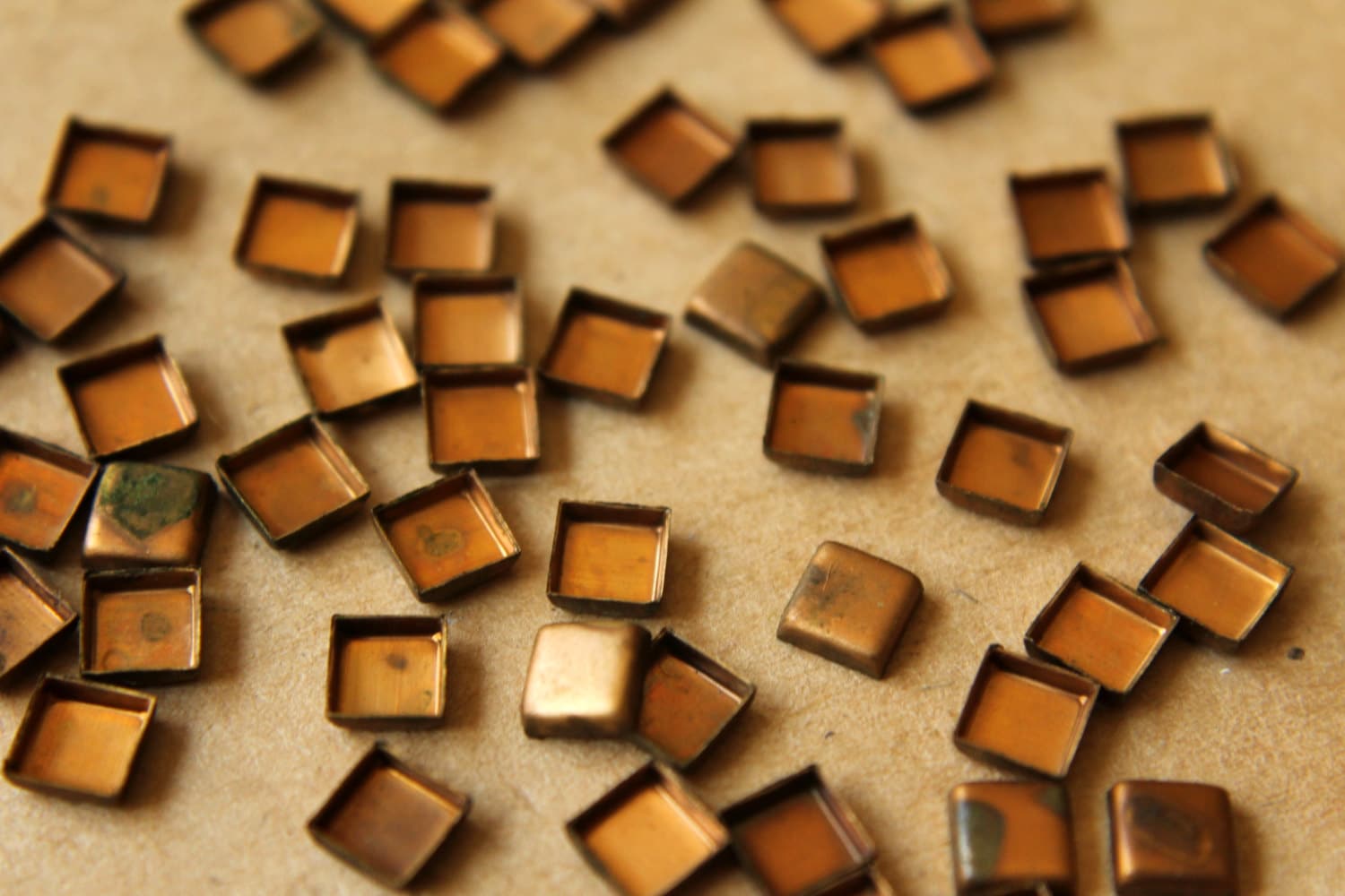 20 pc. Tiny Raw Brass Square Bezel Cups: 5mm by 5mm - made in USA RB-555