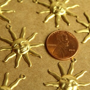 8 pc. Large Raw Brass Sun Charms: 29.5mm by 25.5mm made in USA RB-1281 image 4