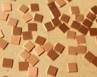 20 pc. Tiny Raw Copper Squares: 5mm by 5mm - made in USA | RB-628