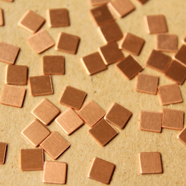 20 pc. Tiny Raw Copper Squares: 5mm by 5mm - made in USA | RB-628