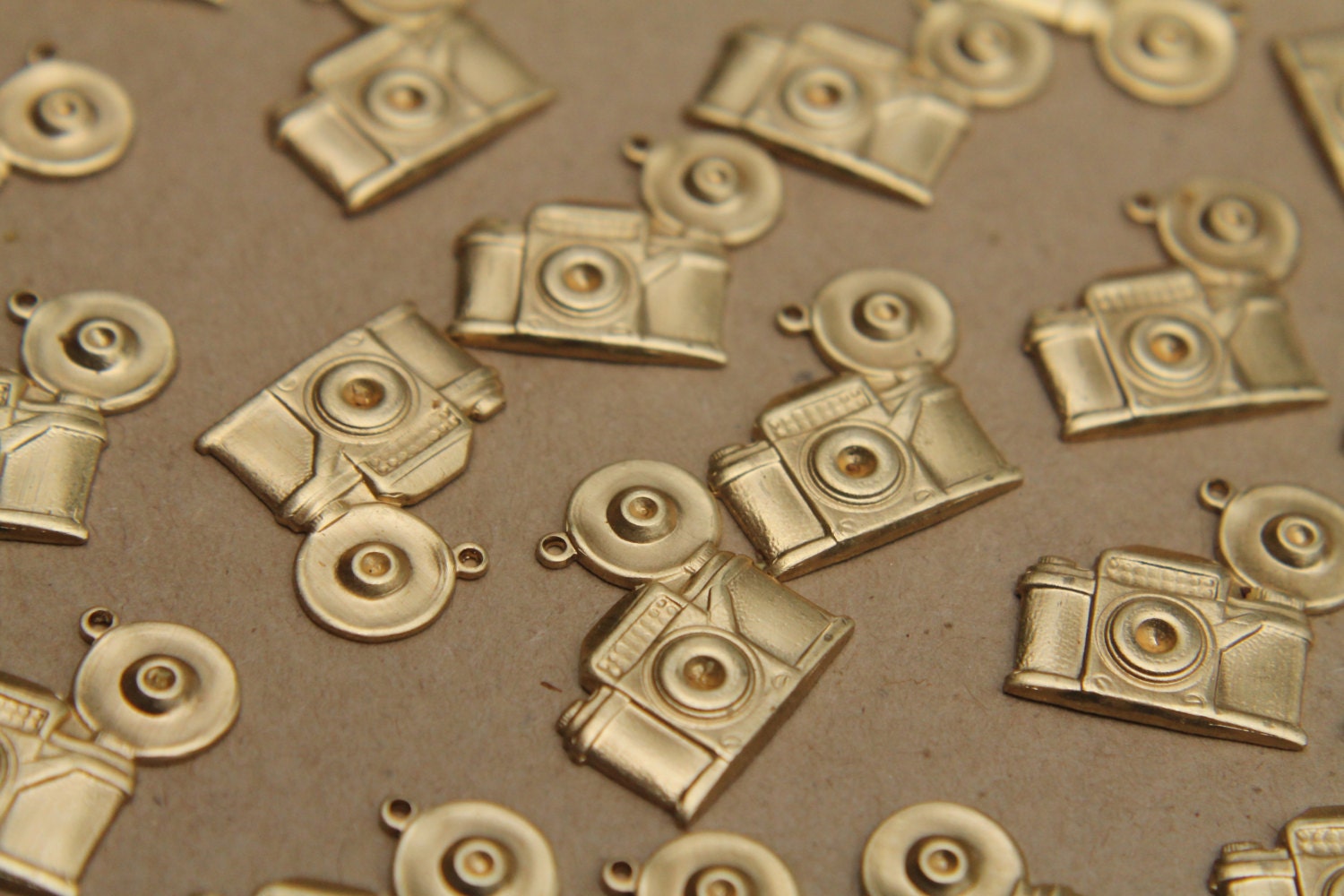 3 Pc. Raw Brass Vintage Camera Charms: 21mm by 22mm - Made