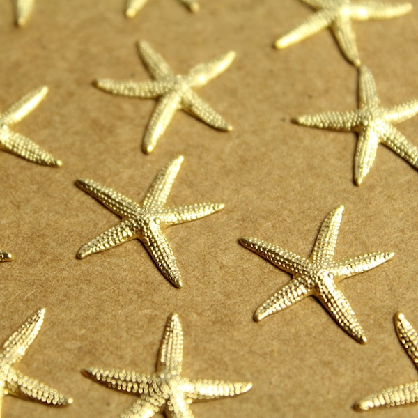 6 pc. Gold Plated Brass Starfish Stampings: 19mm by 20mm - made in USA | GLD-054