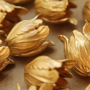 1 pc. Raw Brass Tulips : 16mm by 21mm made in USA RB-181 image 1