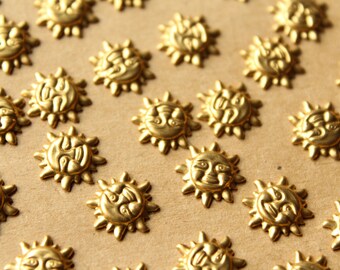 24 pc. Tiny Raw Brass Suns, 11mm in diameter - made in USA | RB-715