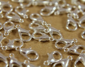 30 pc. Silver Lobster Clasps, 7mm x 12mm | FI-074