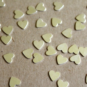 30 pc. Tiny Silver Plated Brass Heart: 7mm by 7mm made in USA SI-022 image 1