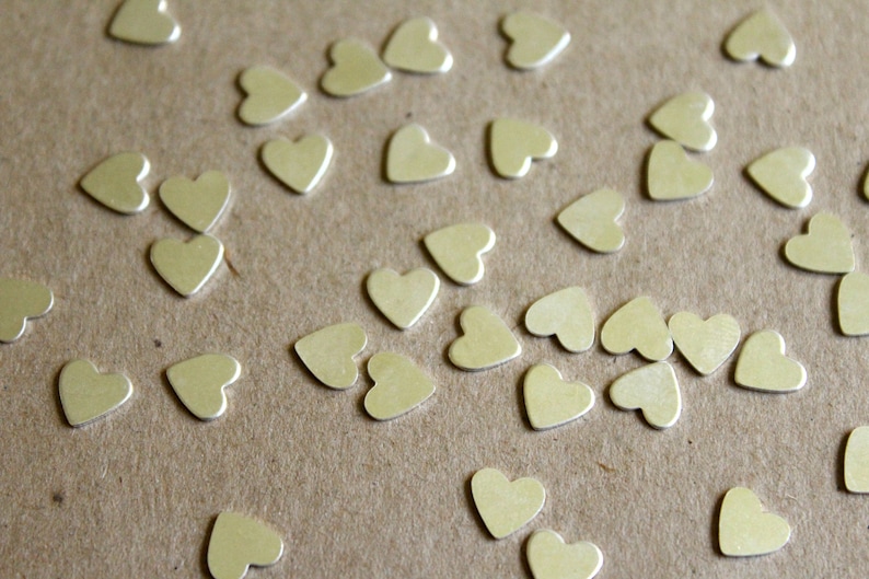 30 pc. Tiny Silver Plated Brass Heart: 7mm by 7mm made in USA SI-022 image 1