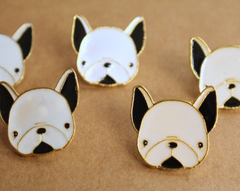 1 pc. French Bulldog Brooch Pin, 25mm x 24mm Dog Pet Puppy Bull Dog | MIS-053*