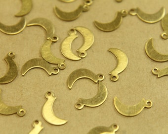 20 pc. Raw Brass Moon Charms: 11mm by 6mm - made in USA | RB-437