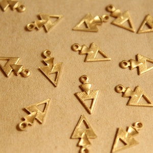 18 pc. Raw Brass Triangle Drops: 12mm by 7mm made in USA RB-803 image 2