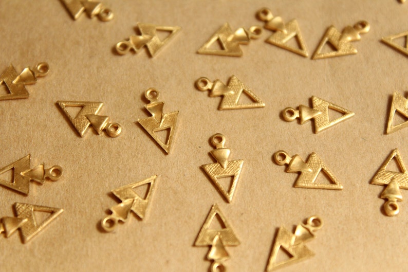 18 pc. Raw Brass Triangle Drops: 12mm by 7mm made in USA RB-803 image 2