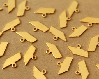 6 pc. Gold Plated Brass Tennessee State Charms / Blanks: 12mm by 6.5mm - made in USA | GLD-209