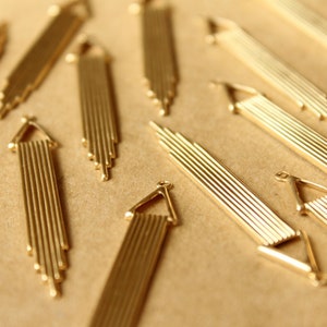 8 pc. Raw Brass Geometric Dangle Charms : 51mm by 8.5mm made in USA Also available in 40 piece RB-736 image 2