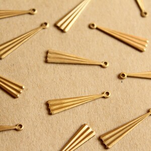 8 pc. Raw Brass Lined Geometric Drops: 23mm by 5.5mm made in USA RB-1134 image 1