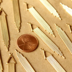 (20) Gold Plated Brass Triangle Pendants - 51mm Smooth Dangle Charms For Jewelry Making
