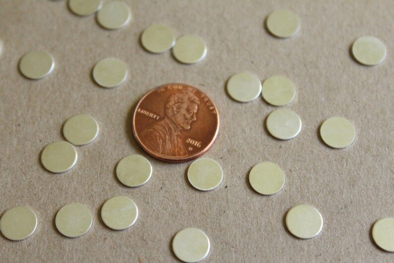 20 pc. Tiny Silver Plated Brass Circles: 7.5mm diameter made in USA SI-033 image 3