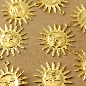 8 pc. Raw Brass Sun Charms: 25mm by 22mm made in USA MIS-431 image 2