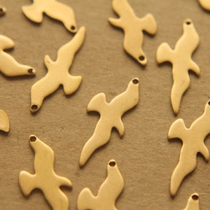 8 pc. Small Raw Brass Seagull Charms: 25mm by 10.5mm made in USA RB-214 image 3