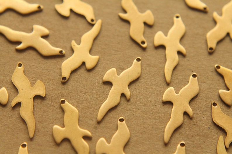 8 pc. Small Raw Brass Seagull Charms: 25mm by 10.5mm made in USA RB-214 image 3