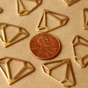 8 pc. Raw Brass Diamond Outline Charms: 22mm by 17mm made in USA RB-757 image 4
