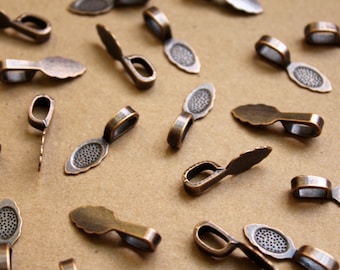 25 pc. Antique Copper Glue-On Bails: 26mm by 8mm | FI-271