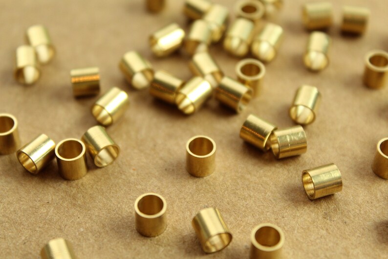 100 Pc. Short Raw Brass Tube Beads 5mm Long by 5mm Wide Etsy