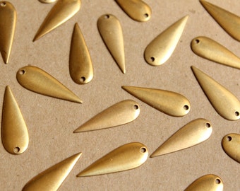 20 pc. Raw Brass Rounded Spike Charms with One Hole: 22mm by 8.5mm - made in USA | RB-954