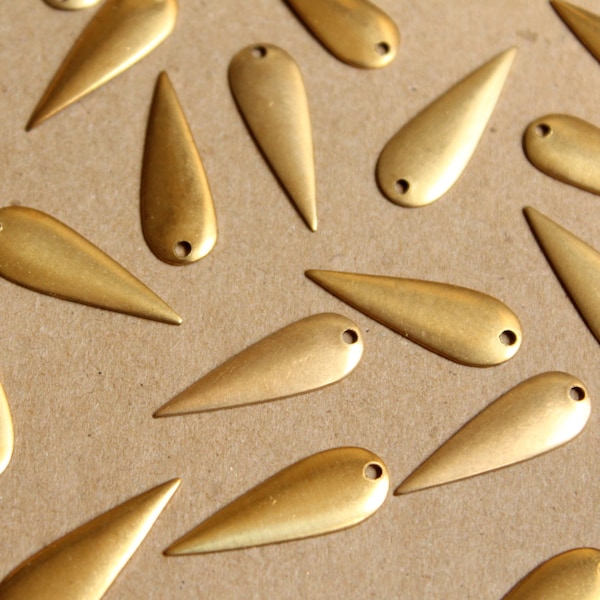 20 pc. Raw Brass Rounded Spike Charms with One Hole: 22mm by 8.5mm - made in USA | RB-954