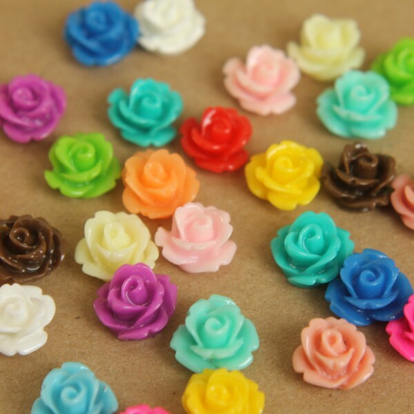 30 pc. Multi Colored Glossy Rose Cabochon 10mm | RES-359