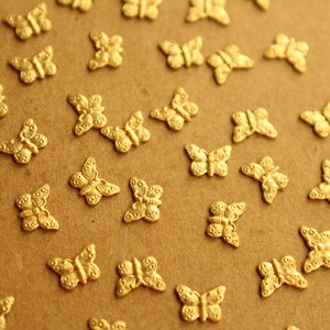 14 pezzi Ciondoli a forma di farfalla in ottone grezzo: 7 mm x 5 mm - realizzati negli USA / RB-1318
