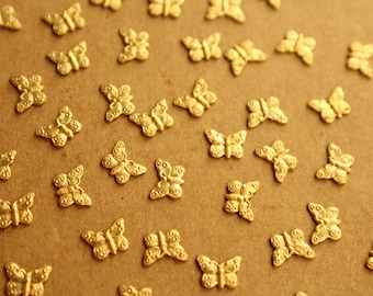 14 pc. Tiny Raw Brass Butterfly Charms: 7mm by 5mm - made in USA | RB-1318