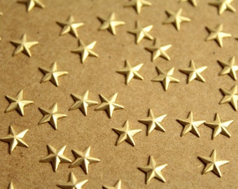 24 pc. Small Raw Brass Barn Stars: 7mm by 7mm - made in USA | RB-1216