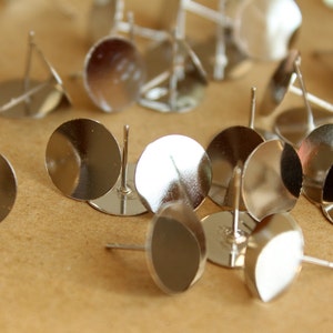30 pc. Silver-Plated Earring Posts, 12mm pad | FI-217