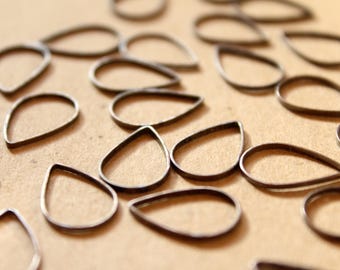 50 pc. Gunmetal Plated Teardrop Links: 16mm by 11mm | FI-403