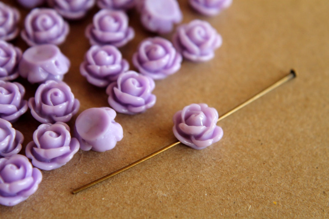 20 Pc. Lavender Glossy Rose Cabochons 9mm With Hole | RES