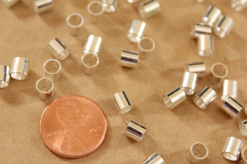 100 pc. Short Silver Tube Beads, 5mm long by 5mm wide FI-418 image 4