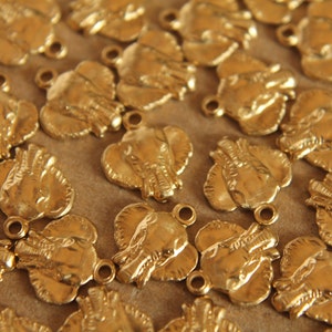 10 pc. Small Raw Brass Elephant Head Charms: 10mm by 11mm - made in USA | RB-048