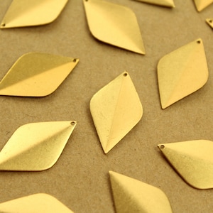 10 pc. Raw Brass Bent Rhombus Charms: 29mm by 16mm - made in USA | RB-1373