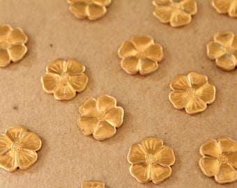 8 pc. Raw Brass Double Sided Flowers: 10.5mm in diameter - made in USA | RB-1081