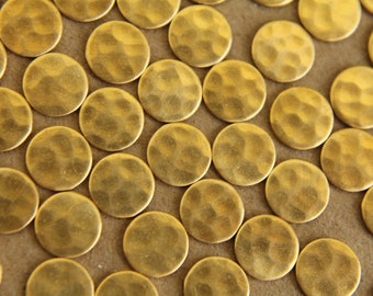 16 pc. Raw Brass Hammered Circle: 7mm - made in USA * Also available in 80 piece * | RB-009