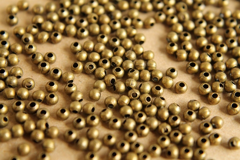 150 pièces. Perles intercalaires en bronze antique de 3 mm FI-017 image 3