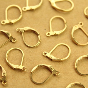 50 pc. Raw Brass Leverback Earwires 10mm by 15mm | FI-527