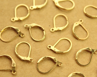 50 pc. Raw Brass Leverback Earwires 10mm by 15mm | FI-527