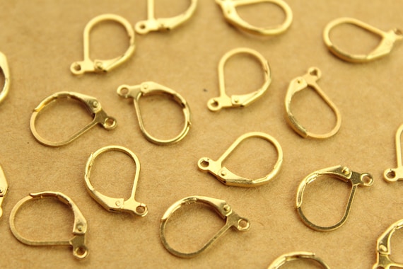 50 pc. Raw Brass Leverback Earwires 10mm by 15mm | FI-527